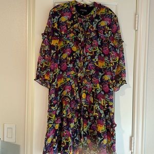 Saloni Purple Floral ruffled mini dress - size 4